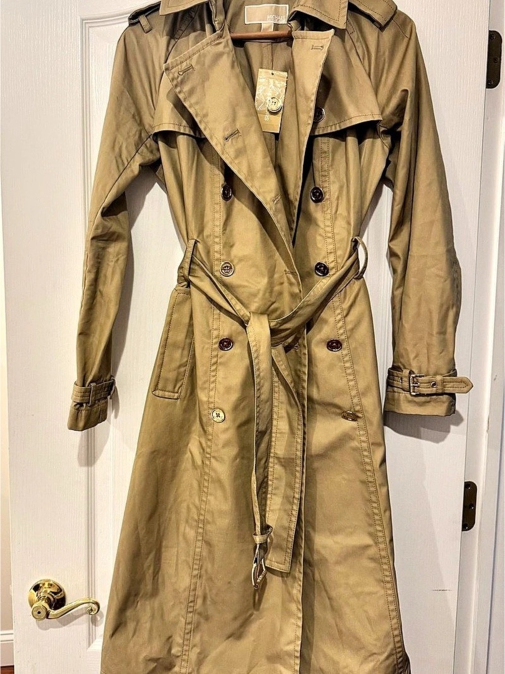 Michael Kors Double-Breasted Trench Coat in Brown Size Small NWT